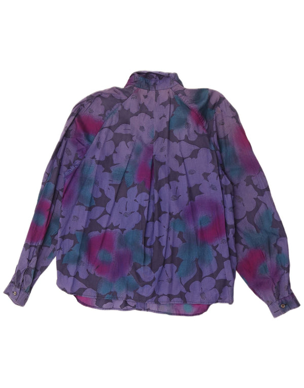 Vintage Damen Shirt UK 16 Groß Lila Blumen