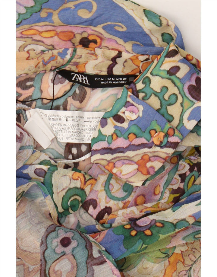 Zara Womens Oversized Shirt Blouse UK 14 Medium Multicoloured Paisley
