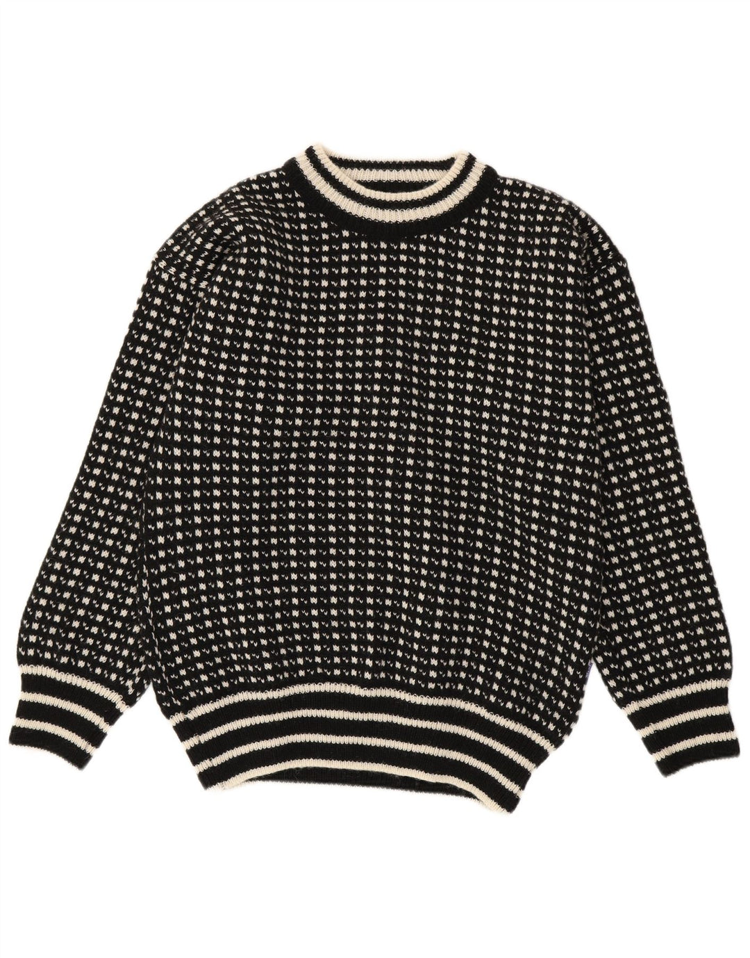 Bratens Herren-Pullover mit U-Boot-Ausschnitt, Mittelschwarz, geometrische Wolle