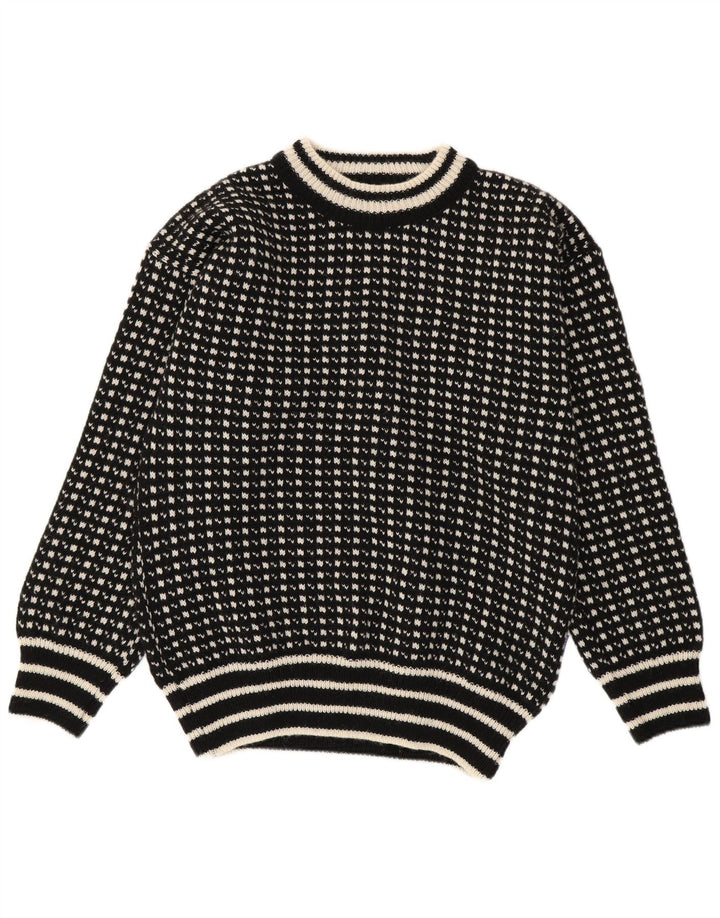 Bratens Herren-Pullover mit U-Boot-Ausschnitt, Mittelschwarz, geometrische Wolle