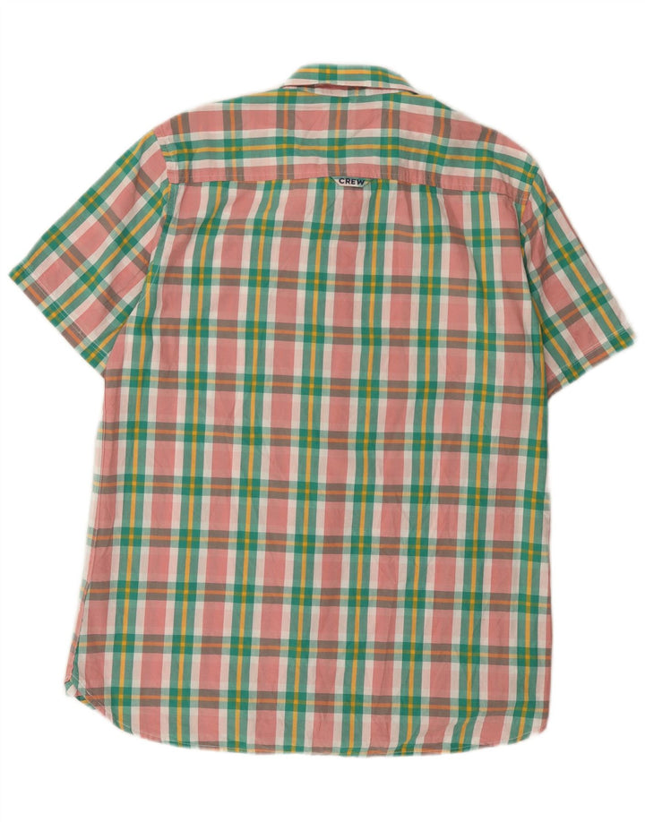 Crew Clothing Herren-Kurzarmhemd aus mittelgrüner Karo-Baumwolle