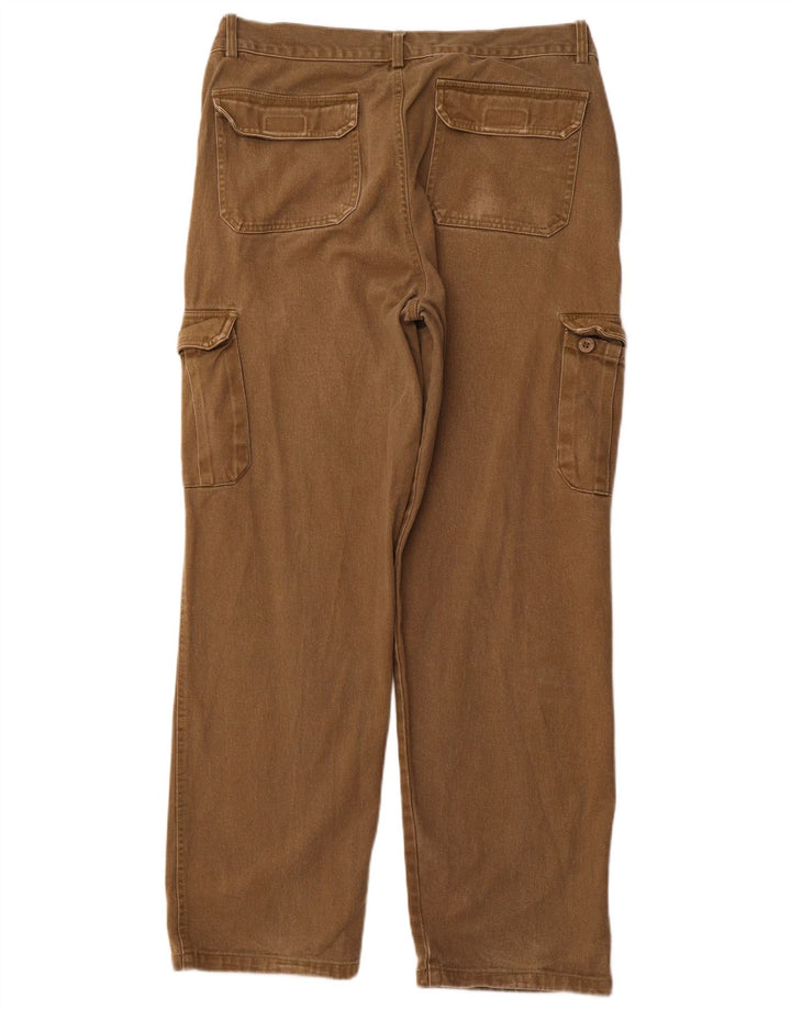 VINTAGE Herren gerade Cargohose EU 52 XL W36 L30 Khaki Baumwolle
