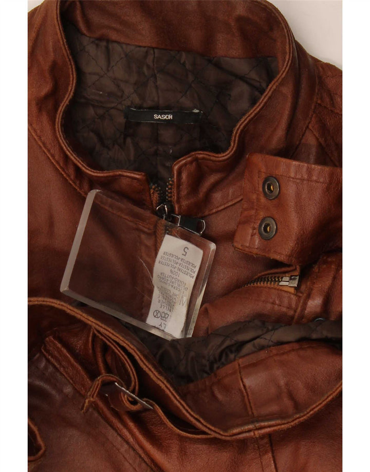 Sasch Damen Leder Racer Jacke UK 12 Mittelbraun