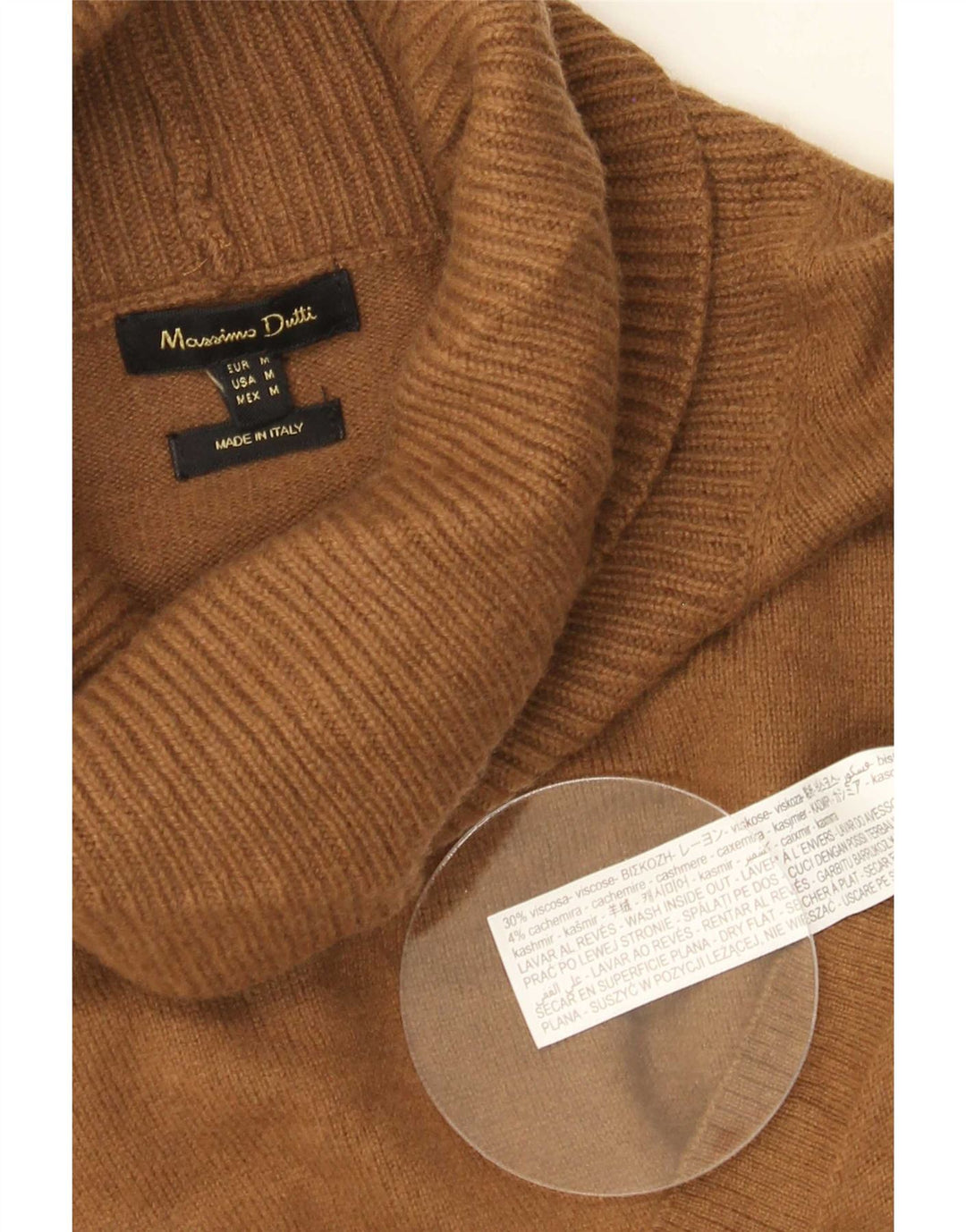 Massimo Dutti Damen-Pullover mit Rollkragen, UK 14, mittelbraune Viskose