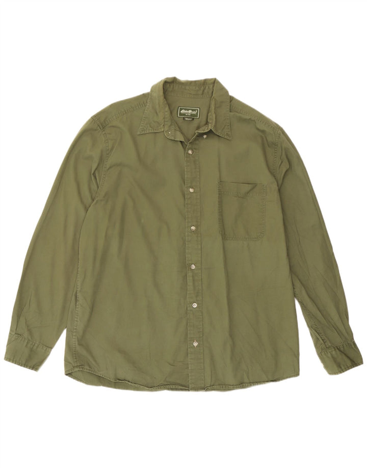 Eddie Bauer Herrenhemd Große grüne Baumwolle