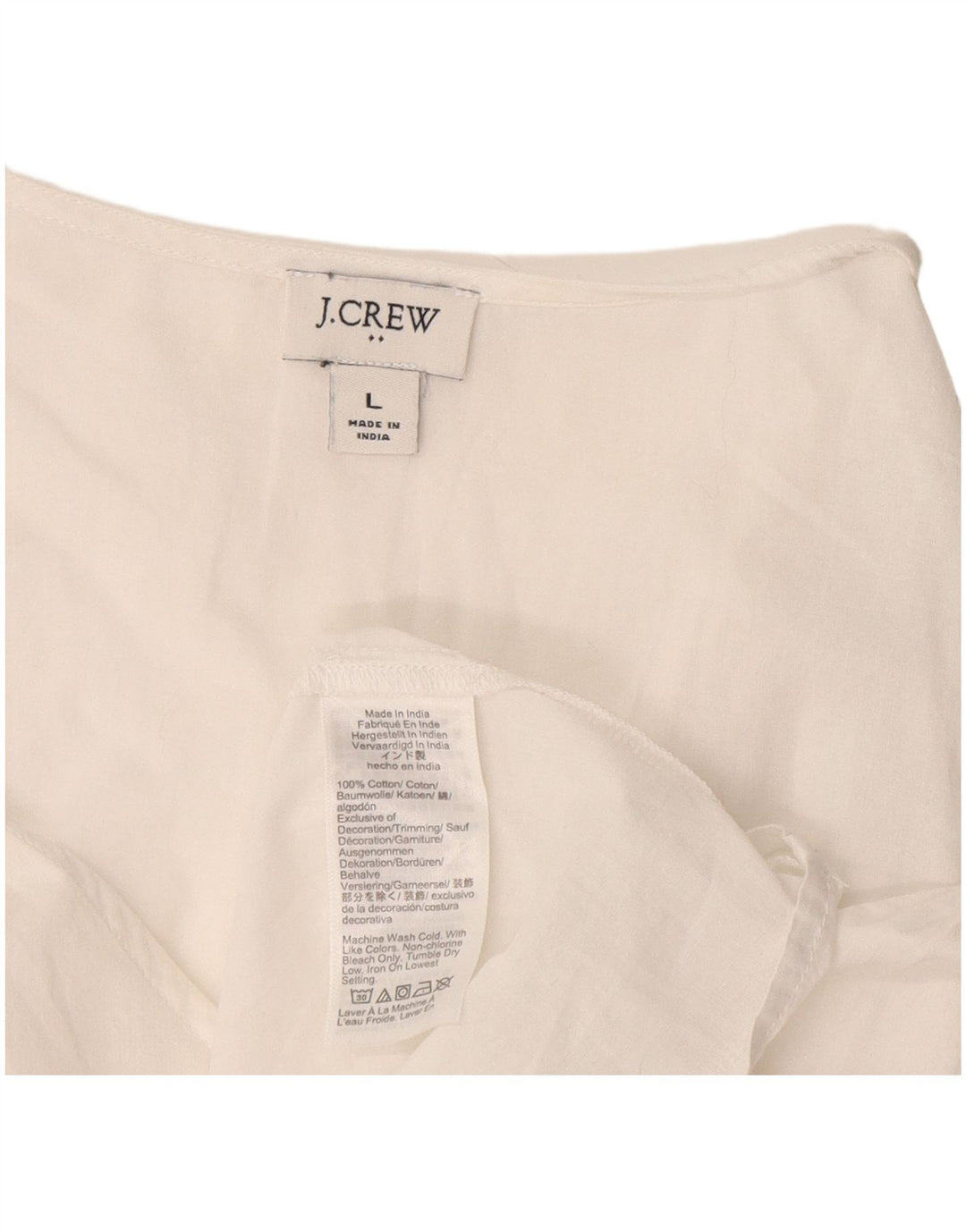 J. Crew Damen-Blusenoberteil, UK-Größe 46, Größe L, weiße Baumwolle