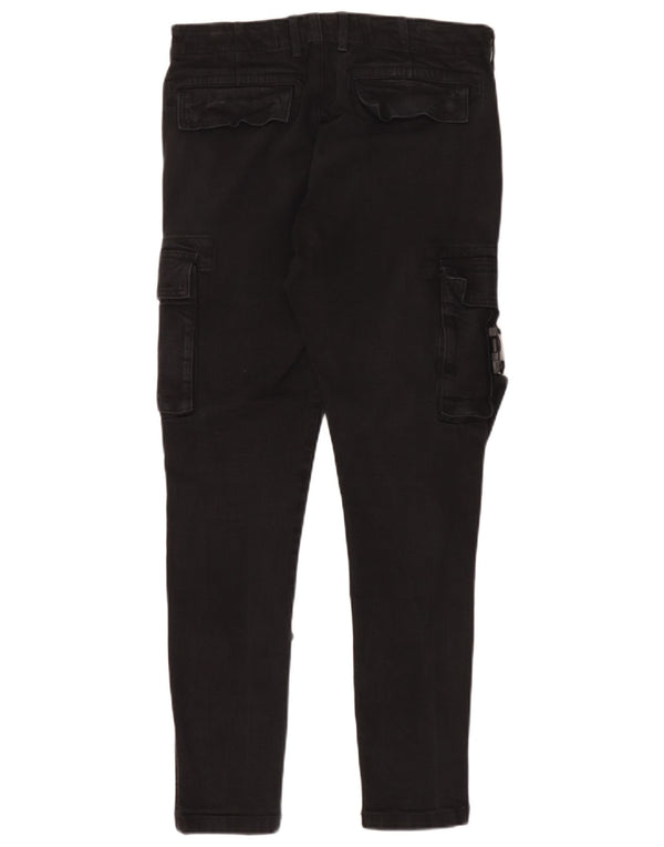 Zara Herren Skinny Cargohose EU 40 Medium W31 L29 Schwarze Baumwolle