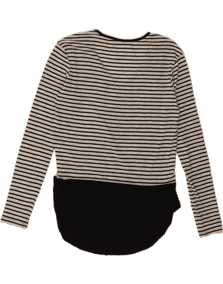 ZARA Womens Top Long Sleeve UK 12 Small Grey Striped Vintage Zara and Second-Hand Zara from Messina Hembry 
