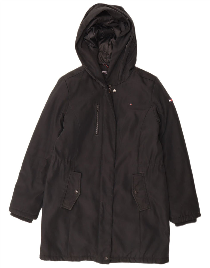 Tommy Hilfiger Mädchen-Parka mit Kapuze, 13–14 Jahre, schwarzes Polyester