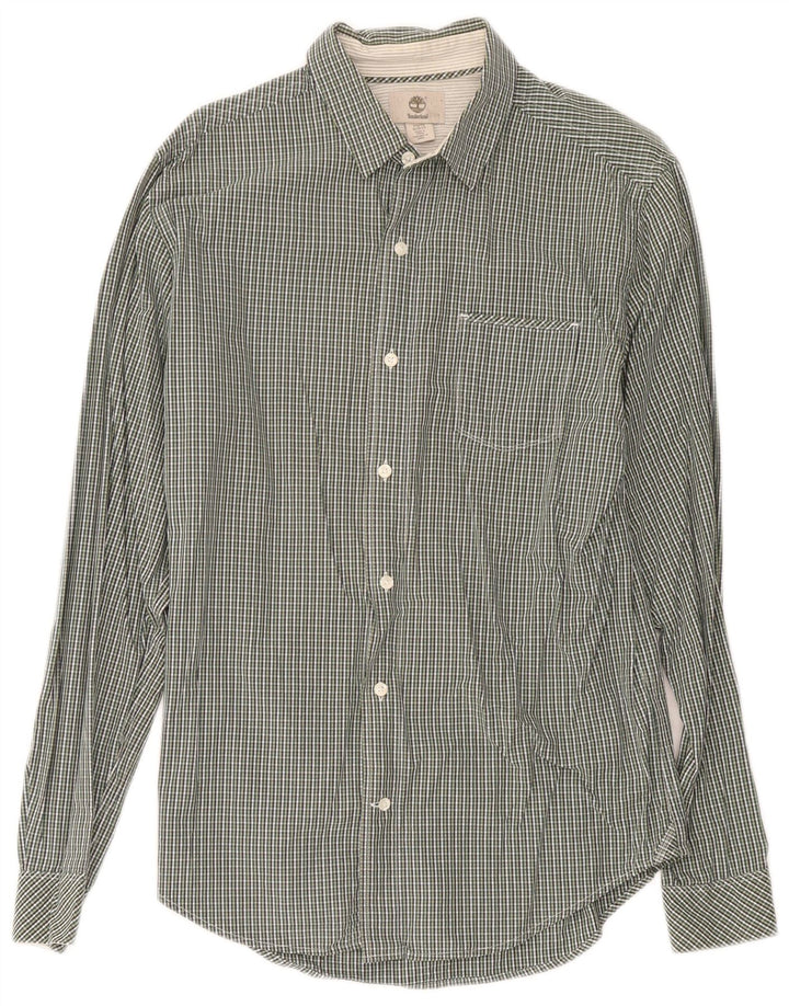Timberland Herren Slim-Fit-Hemd aus mittelgrüner Gingham-Baumwolle