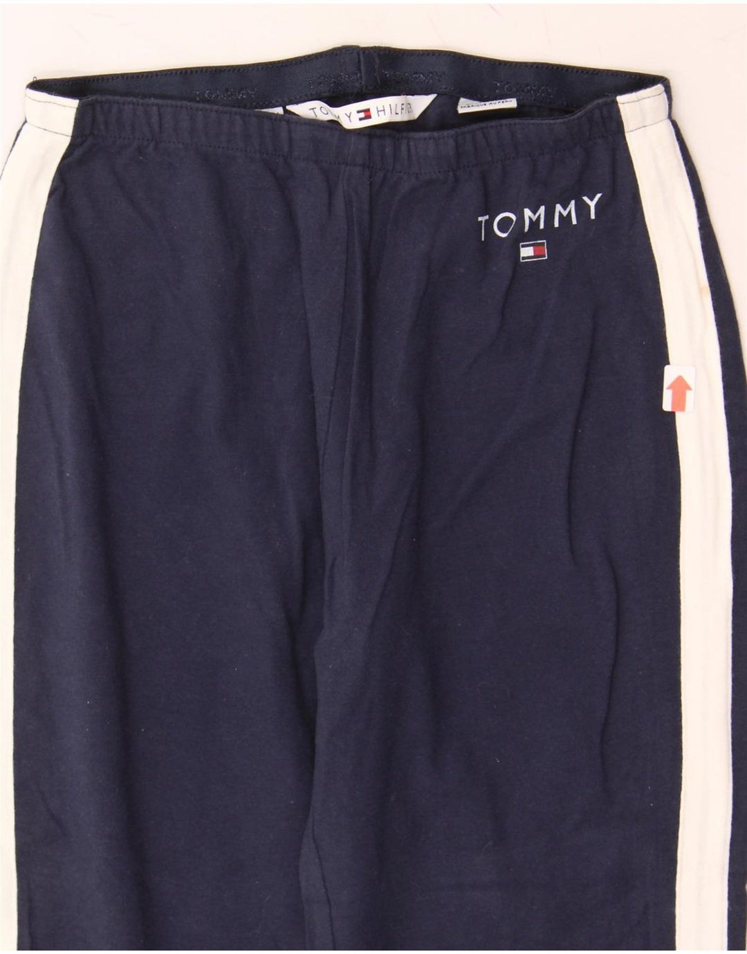 TOMMY HILFIGER Boys Stretch Tracksuit Trousers 5-6 Years Small Navy Blue Vintage Tommy Hilfiger and Second-Hand Tommy Hilfiger from Messina Hembry 