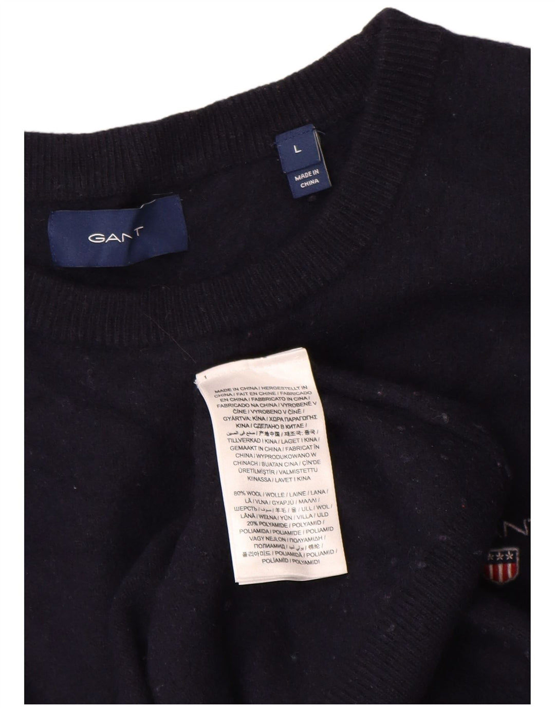 Gant Damen-Pullover mit Rundhalsausschnitt, UK 14, Größe L, marineblaue Wolle