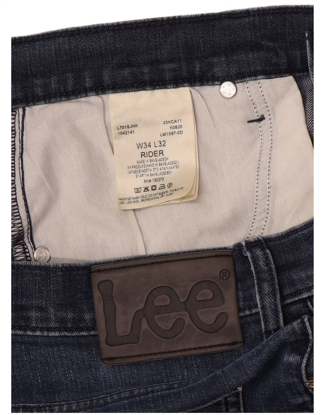 Lee Herren Rider Straight Jeans W34 L30 Blaue Baumwolle
