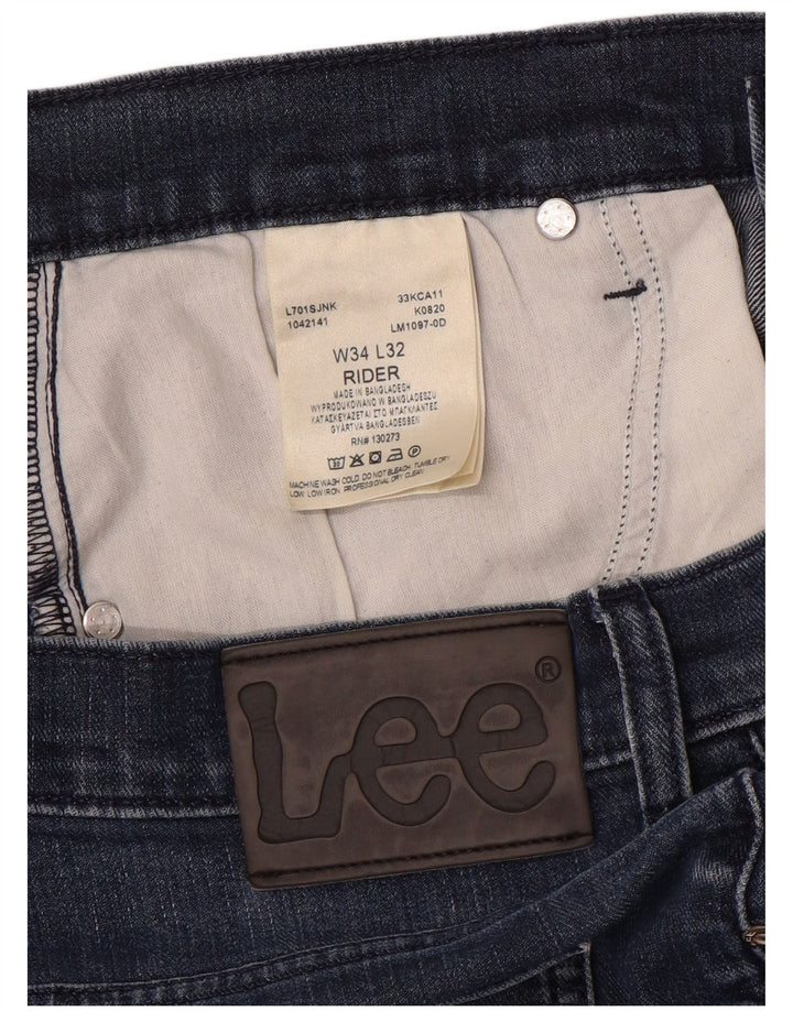 Lee Herren Rider Straight Jeans W34 L30 Blaue Baumwolle