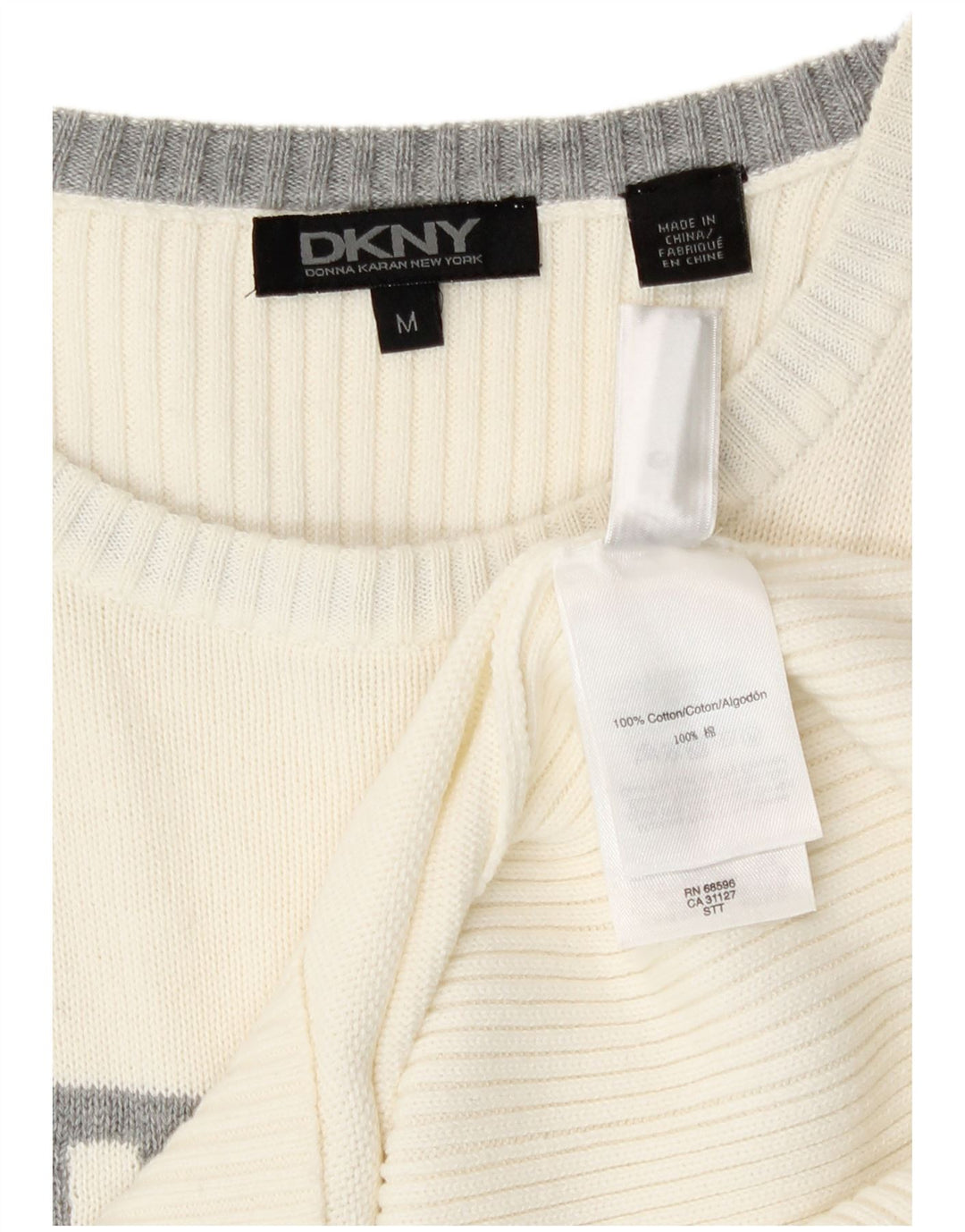 Dkny Herren-Pullover mit grafischem U-Boot-Ausschnitt, mittelweiße Colourblock-Baumwolle