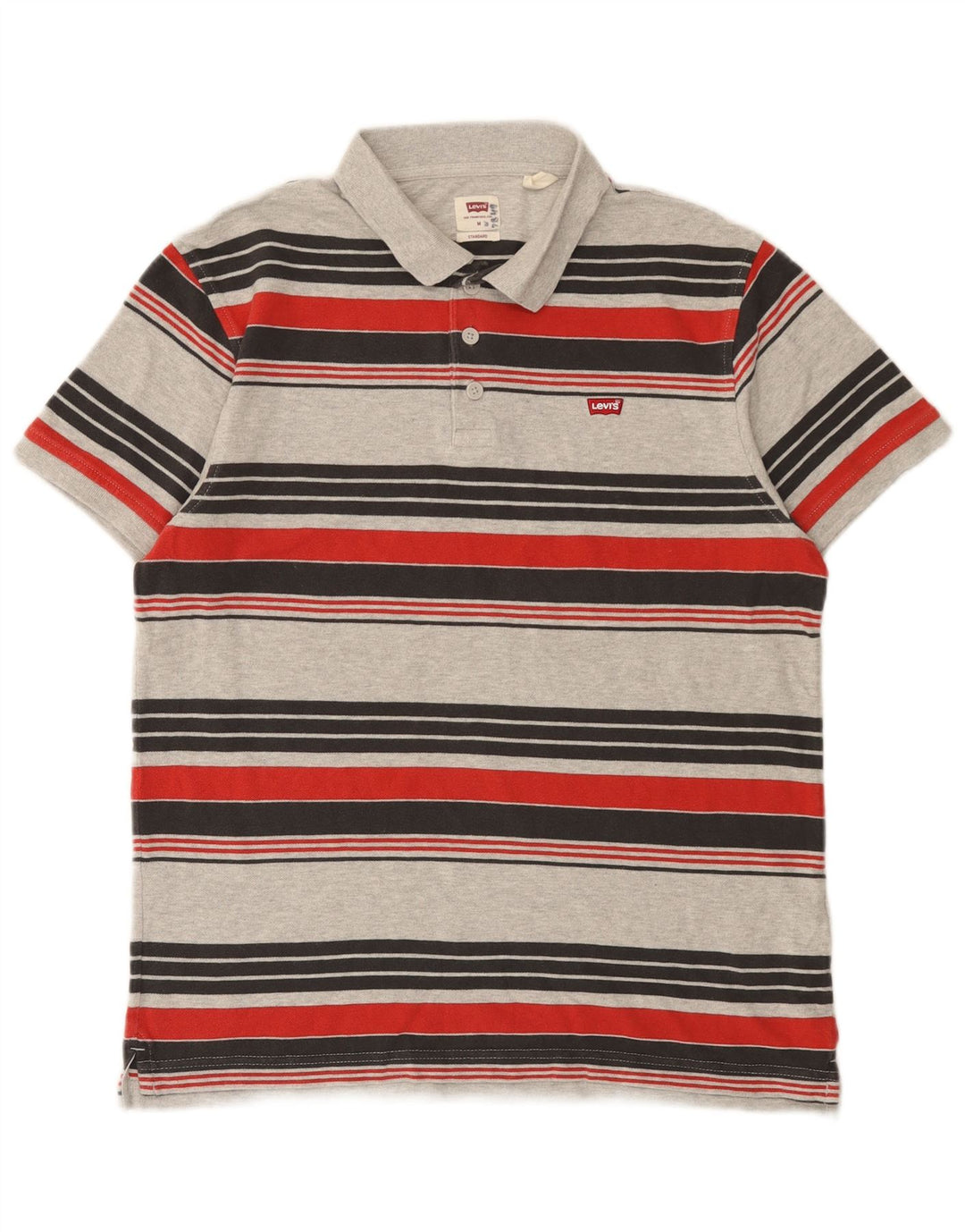Levi's Herren-Standard-Poloshirt aus mittelgrauer, gestreifter Baumwolle