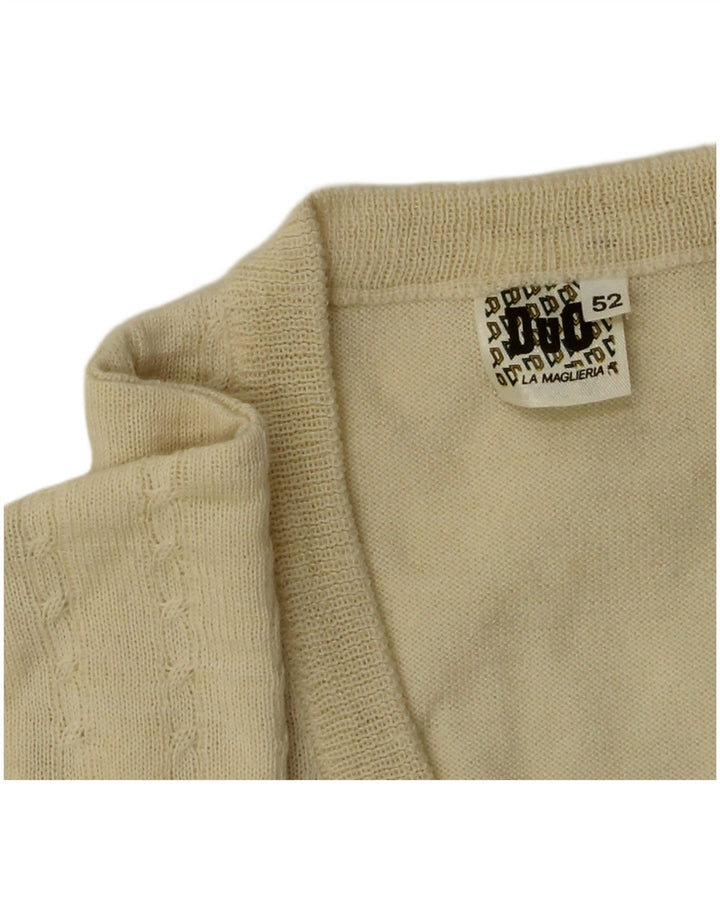 Vintage Herren V-Ausschnitt Pullover IT 52 Große Beige Wolle