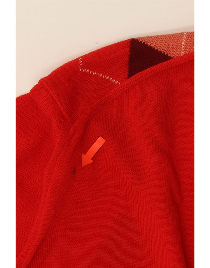 VINTAGE Herren-Pullover mit V-Ausschnitt, mittelrot, Argyle/Diamant