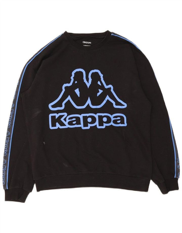 Kappa Herren Grafik-Sweatshirt-Pullover, groß, schwarze Baumwolle