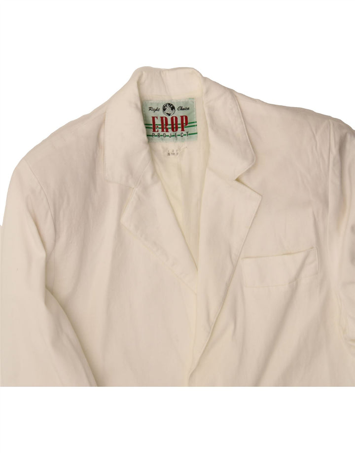 VINTAGE Womens 3/4 Sleeve 2 Button Blazer Jacket IT 38 XS White Cotton Vintage Vintage and Second-Hand Vintage from Messina Hembry 