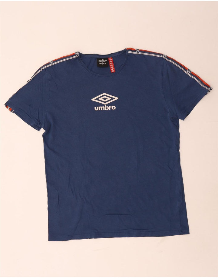 Umbro Herren-Grafik-T-Shirt aus mittelblauer Colourblock-Baumwolle