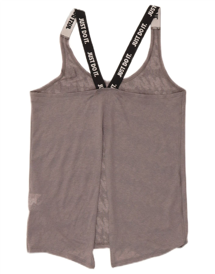 Nike Damen Dri Fit Grafik-Weste-Oberteil UK 8 Small Graues Colourblock-Polyester