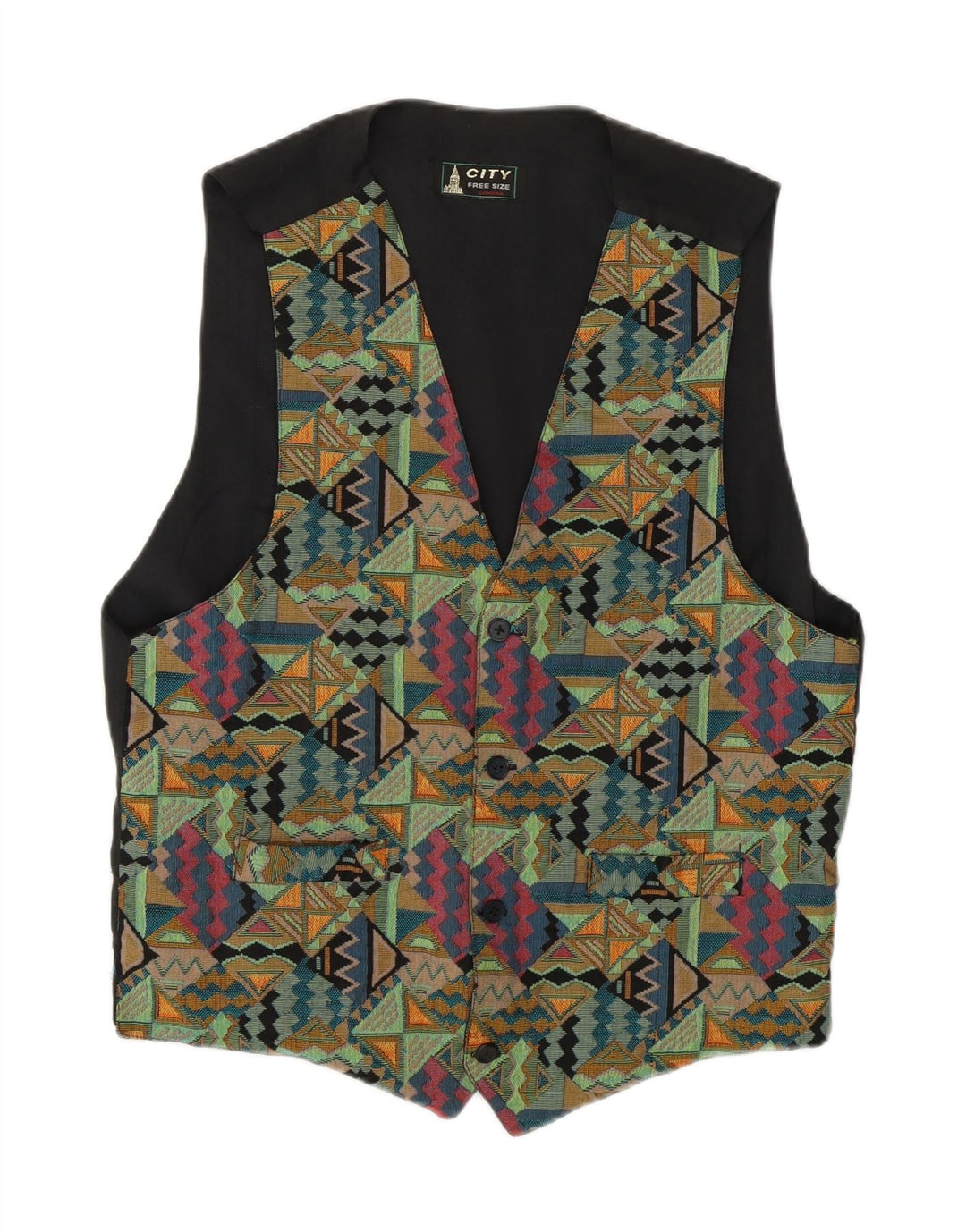 VINTAGE Mens Waistcoat One Size Beige Geometric Acrylic Vintage Vintage and Second-Hand Vintage from Messina Hembry 