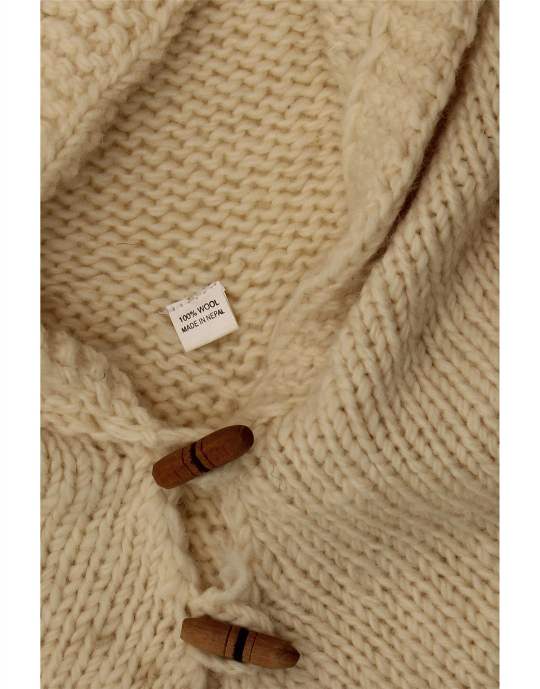Vintage Damen Poncho-Pullover mit Kapuze, Einheitsgröße, aus weißer Wolle