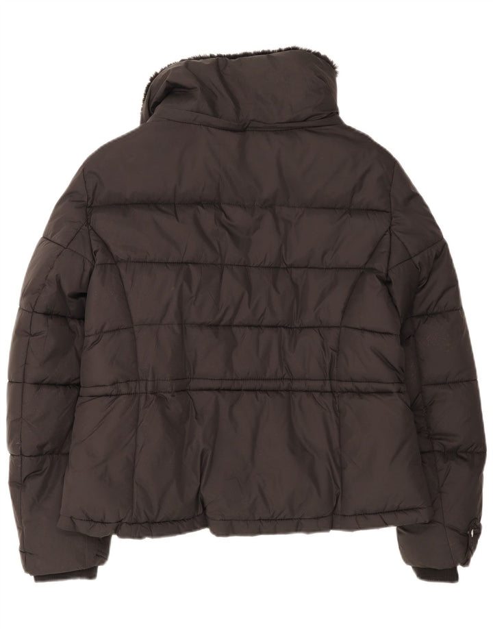 Zara Damen Wattierte Jacke UK 16 Large Schwarz
