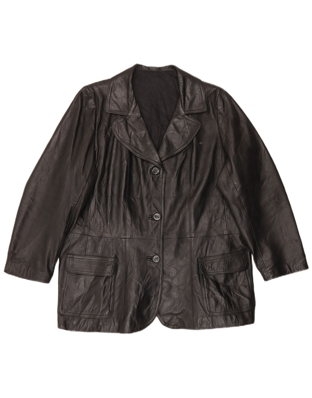 Vintage Damen 3-Knopf-Blazerjacke IT 52 2XL Schwarz