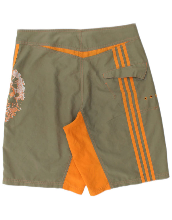 ADIDAS Herren-Badeshorts, klein, Khaki, Blumenmuster, Polyester