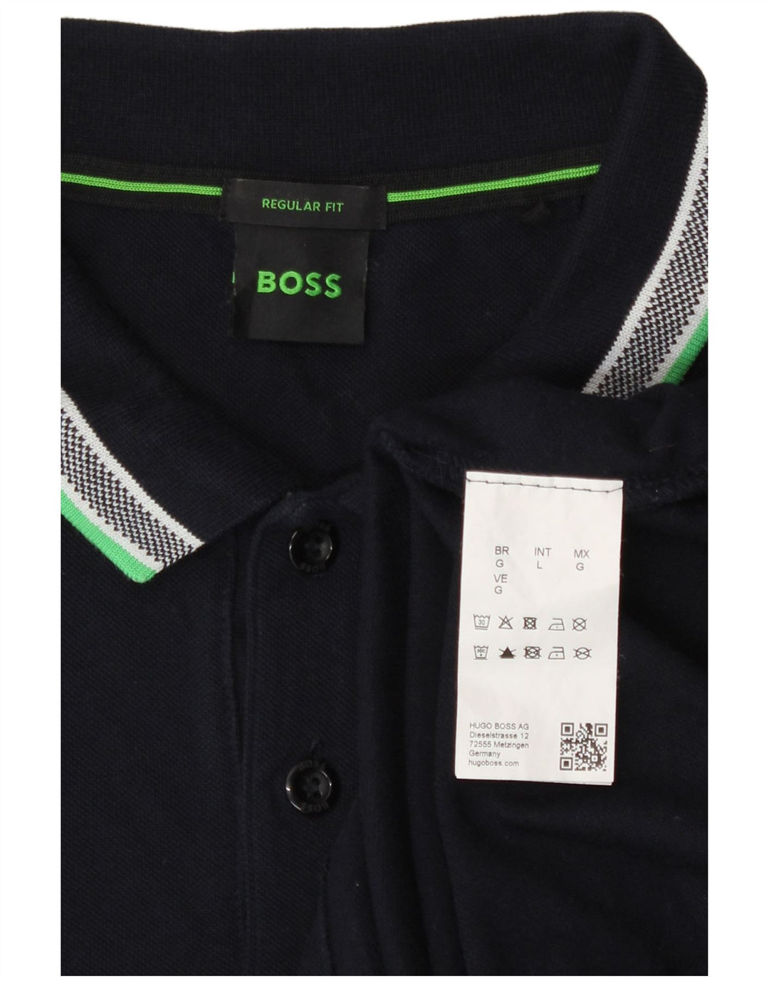 Hugo Boss Herren-Langarm-Poloshirt mit normaler Passform, große marineblaue Baumwolle