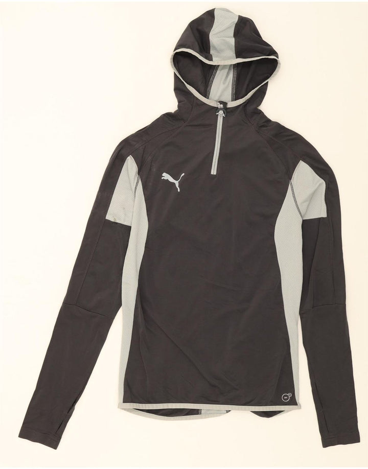 PUMA Mens Hooded Zip Neck Pullover Tracksuit Top Medium Grey Colourblock Vintage Puma and Second-Hand Puma from Messina Hembry 