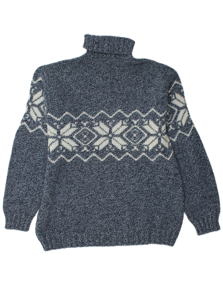 Barbieri Herren Rollkragenpullover XL Marineblau Fair Isle