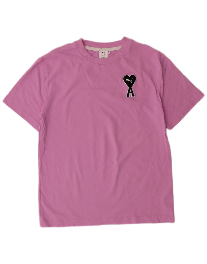 Puma Herren Grafik T-Shirt Top Small Rosa Baumwolle