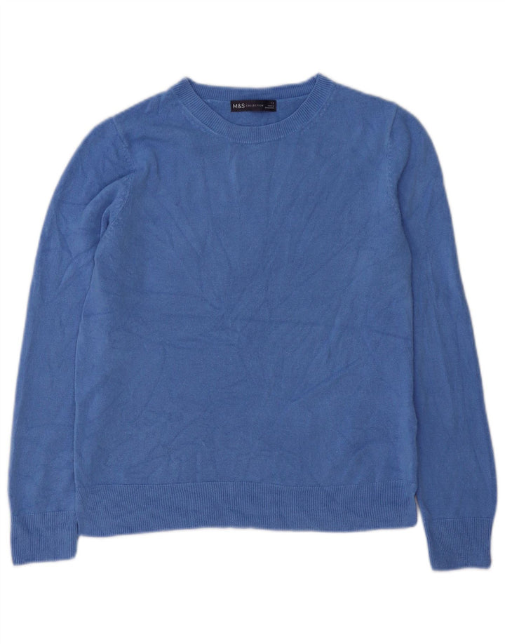 Marks & Spencer Damen-Pullover mit U-Boot-Ausschnitt, UK 12, Mittelblau, Acryl