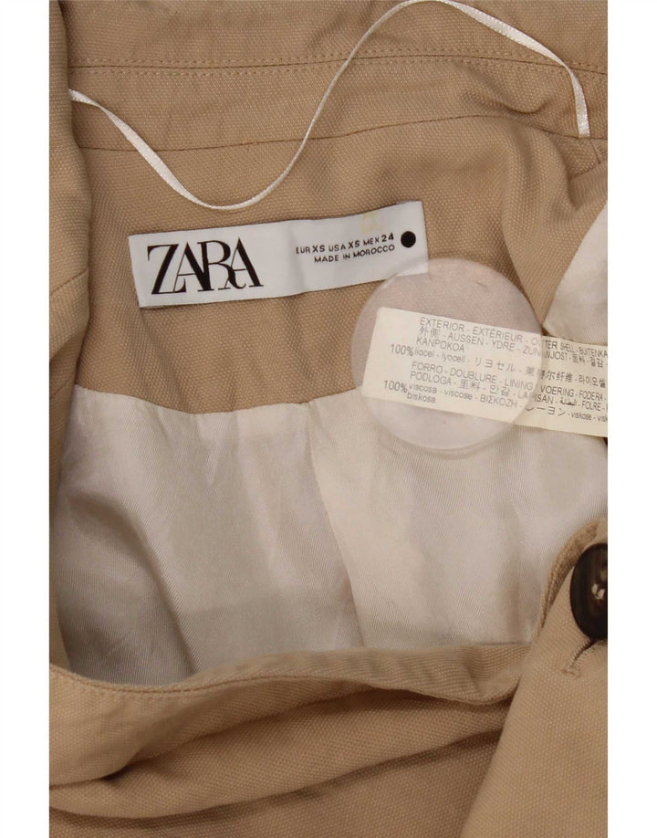 Zara Damen 1-Knopf-Blazerjacke UK 6 XS Beige Lyocell