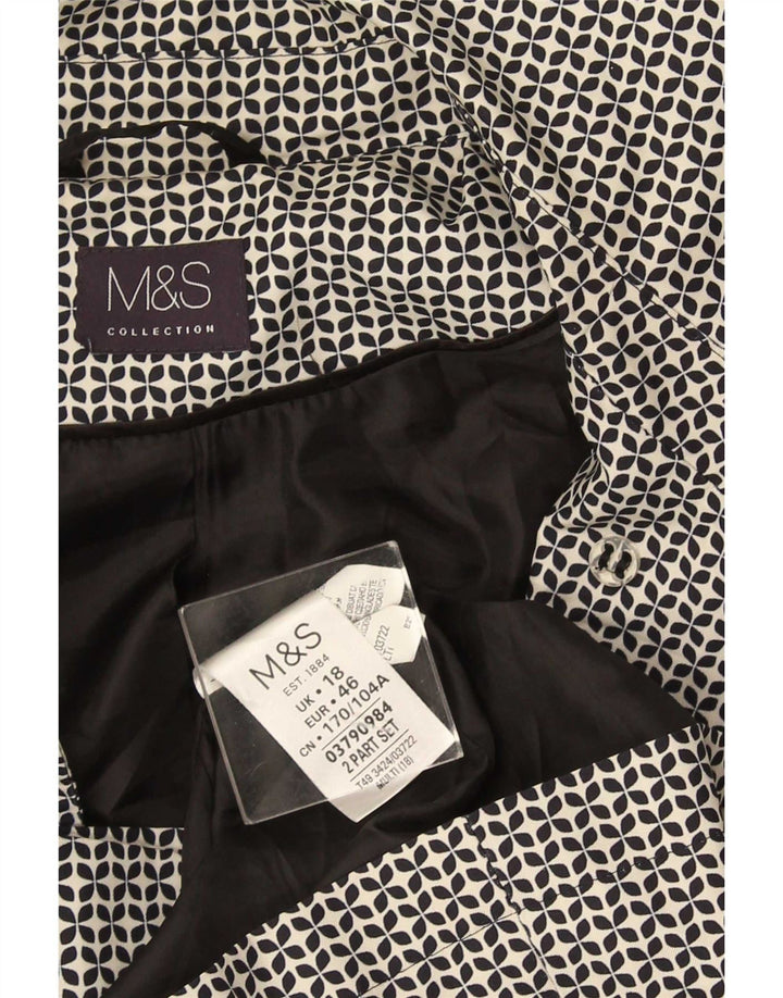 Marks & Spencer Damen Trenchcoat UK 18 XL Schwarzes geometrisches Polyester