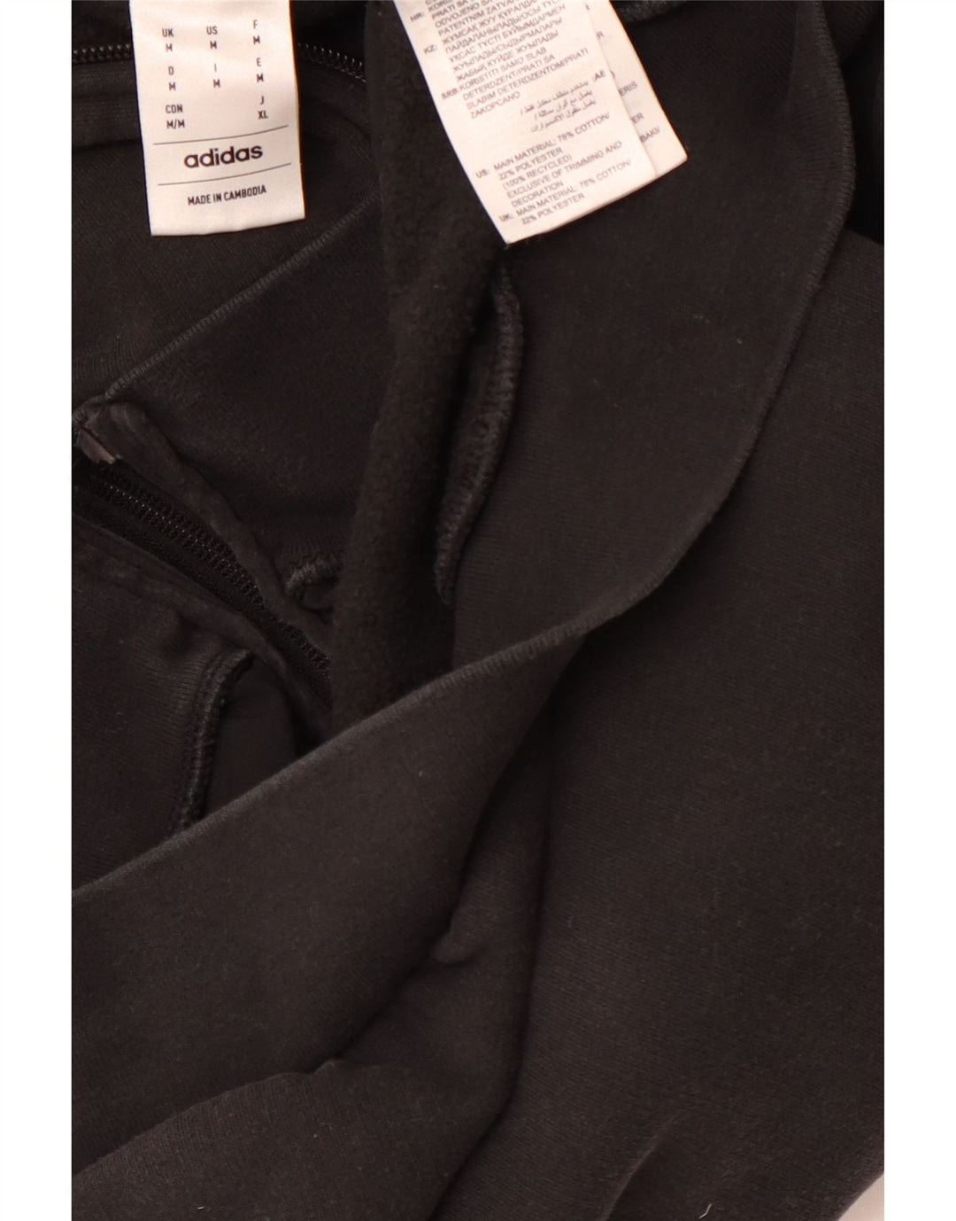 ADIDAS Herren-Kapuzenpullover mit Reißverschluss, mittelschwarz, Baumwolle