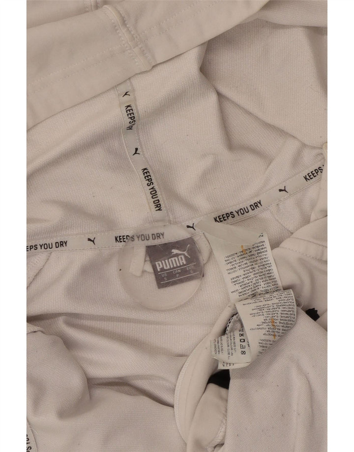 PUMA Damen Graphic Zip Hoodie Pullover UK 10 Small Weiß Farbblock