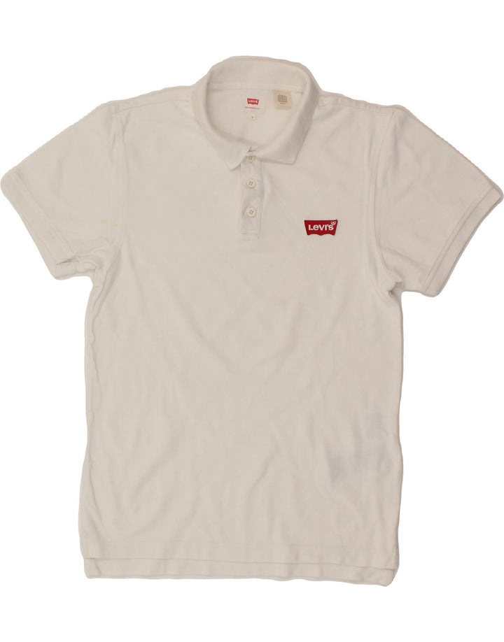 LEVI'S Mens Polo Shirt Small White Cotton Vintage Levi's and Second-Hand Levi's from Messina Hembry 
