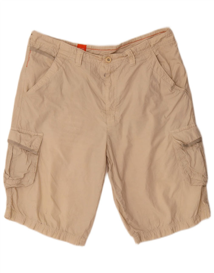 Hugo Boss Herren Cargoshorts EU 52 XL W38 Beige Baumwolle