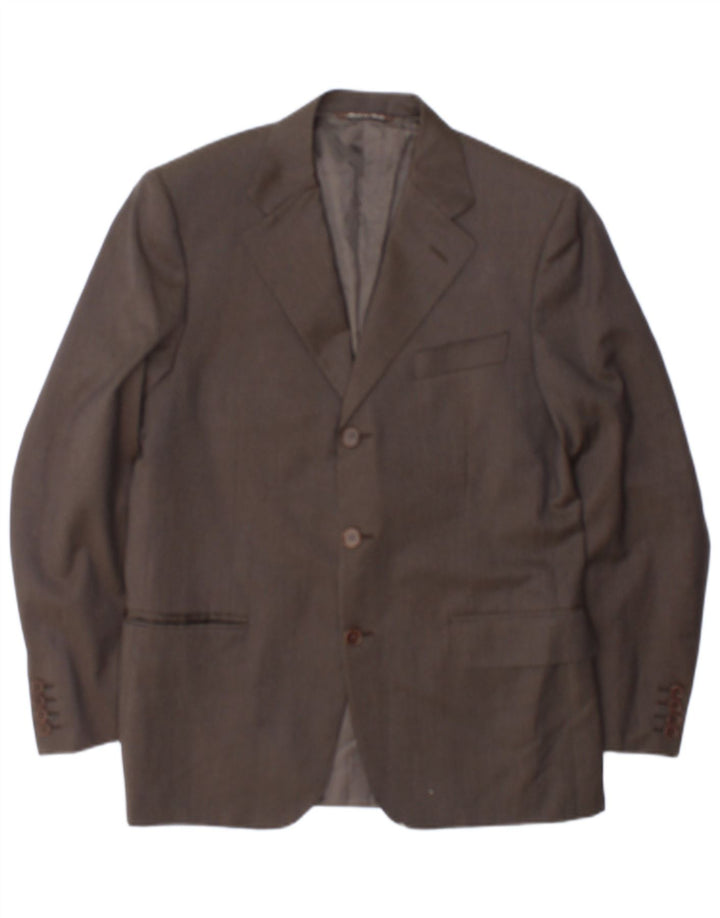 Canali Herren-Blazer mit 3 Knöpfen, IT 46, kleine braune Wolle
