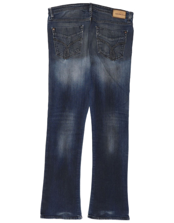 Calvin Klein Damen Acid Wash Bootcut Skinny Jeans W34 L32 Blau