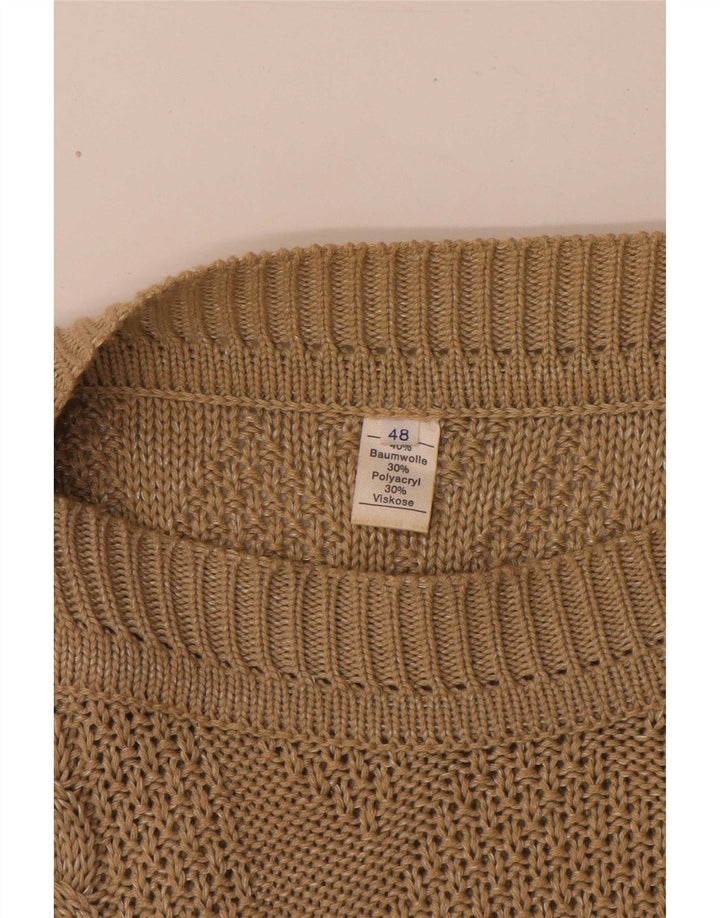 Vintage Damen Übergroßer Pullover mit U-Boot-Ausschnitt EU 48 2XL Braun
