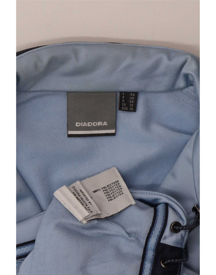 Diadora Damen-Trainingsanzug-Oberteiljacke UK 12 Mittelblaues Colourblock-Polyester