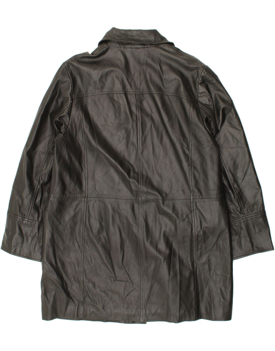 VINTAGE Womens Leather Coat IT 49 XL Black Leather Vintage Vintage and Second-Hand Vintage from Messina Hembry 