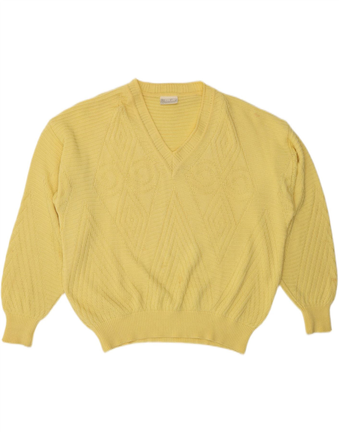 BRIAN SCOTT Herren-Pullover mit V-Ausschnitt, Größe 48, 2XL, Gelb Argyle/Diamant