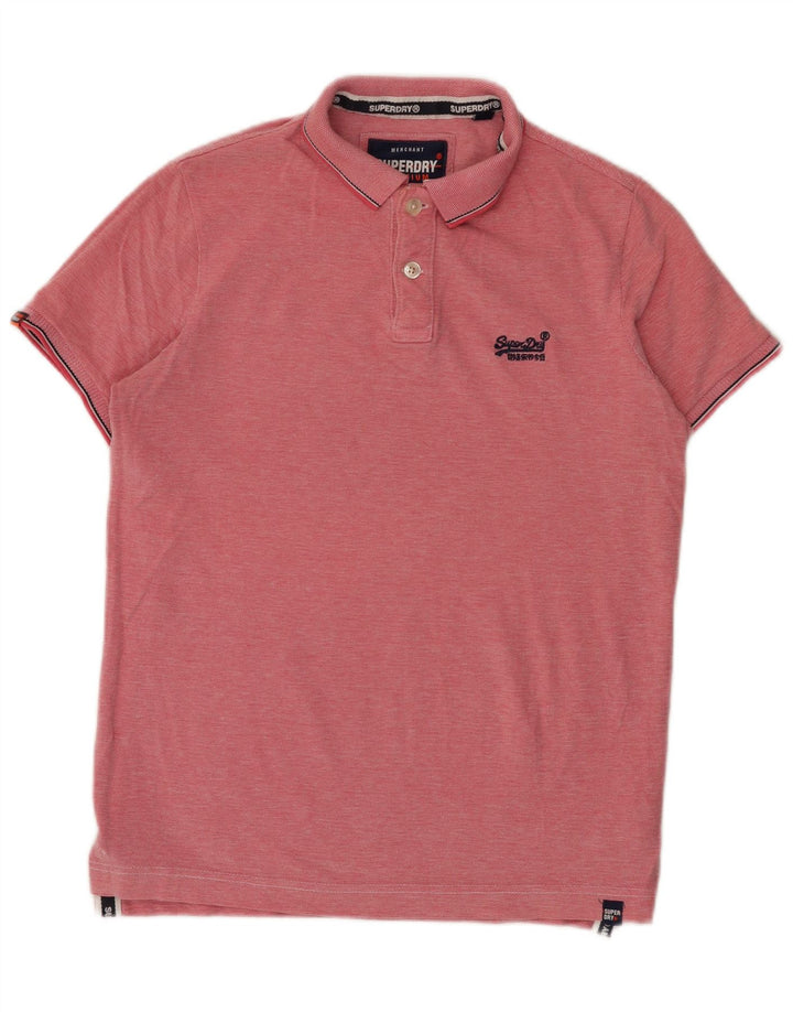 Superdry Herren-Poloshirt aus mittelrosa gesprenkelter Baumwolle