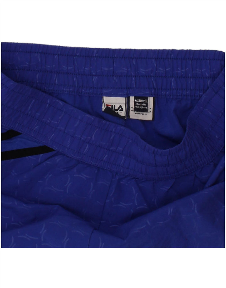 FILA Sportshorts für Mädchen, 10–11 Jahre, mittelblaues geometrisches Polyester